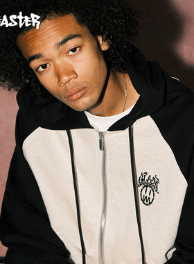 BEASTER鬼脸连帽卫衣外套男女华丽金矿撞色夹克户外情侣重磅开衫