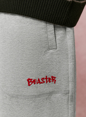 BEASTER 官方宽松卫裤男植绒logo美式运动束脚裤子潮牌男女同款