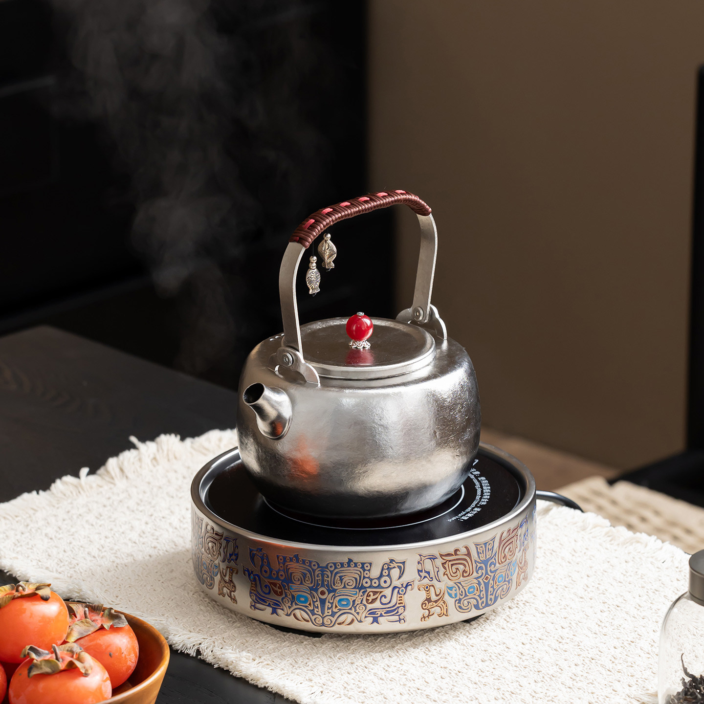 岳恒三星堆陶瓷银色电陶炉茶炉煮茶器纯钛提梁壶烧水壶煮茶壶茶具,餐饮具,煮茶炉,淘宝优惠券,粉丝福利购,淘宝优惠卷