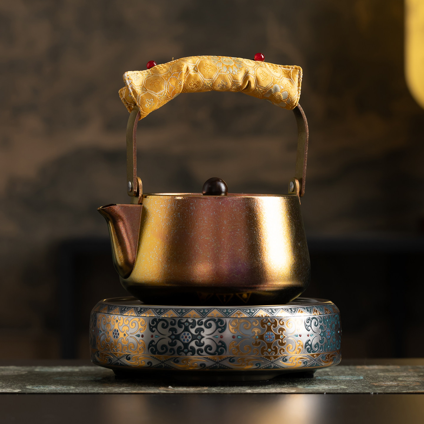 金色纯钛提梁户外围炉煮茶壶套装图片