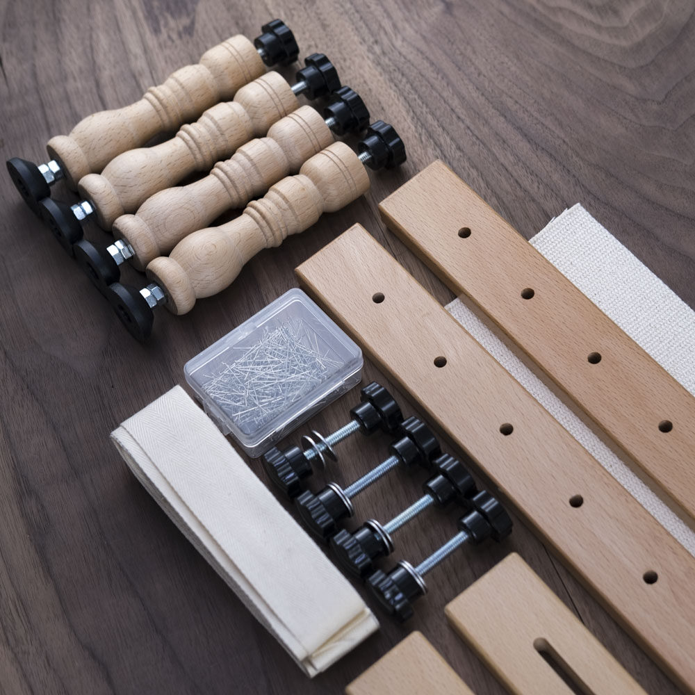 虎牙工坊65cm长条绣绷绣架榉木桌面diy工具卷夹绷串珠绣 法式刺绣