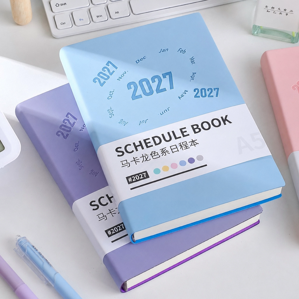 2027年日程本A5计划本加厚手账本记录本笔记本学生周365每天打卡手账计划本每日计划本时间管理效率手册本子