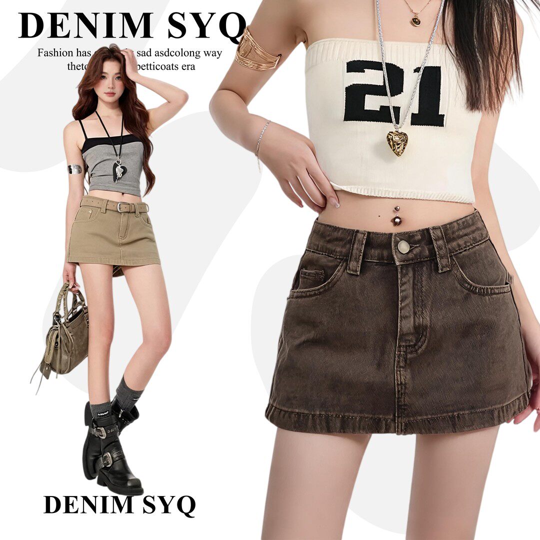 Denim淑娅琦美式复古辣妹裙裤女2026高腰显瘦防走光包臀a字半身裙