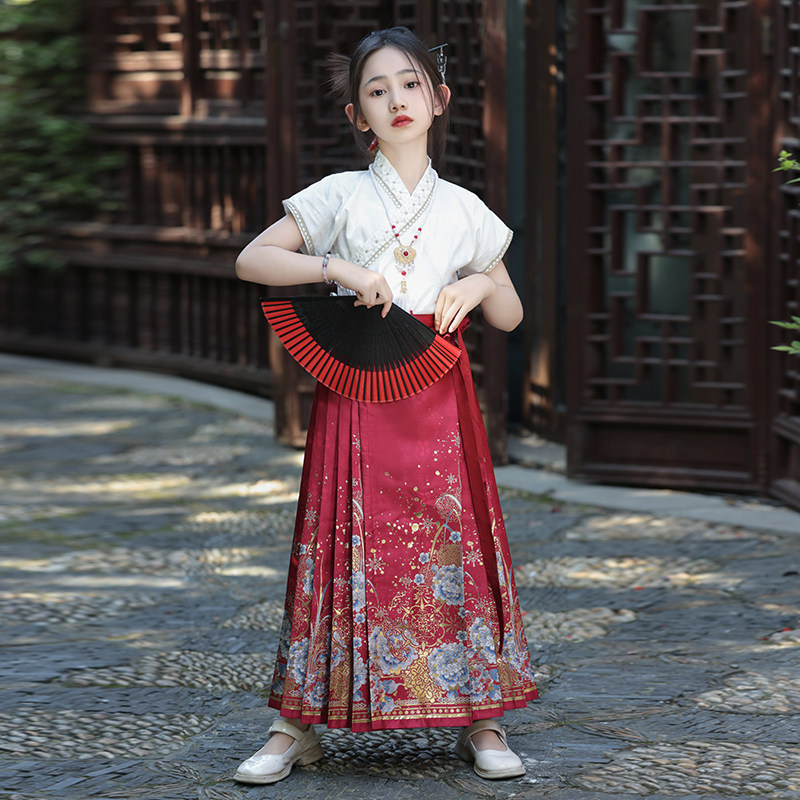 汉服马面裙女童2025新款夏款套装