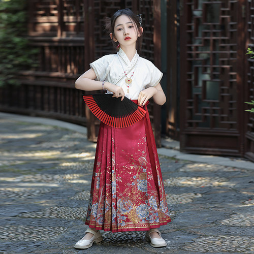 汉服马面裙女童2025新款夏款套装
