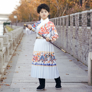男童明制汉服飞鱼服秋冬古装明朝男孩锦衣卫儿童侠客中国风演出服