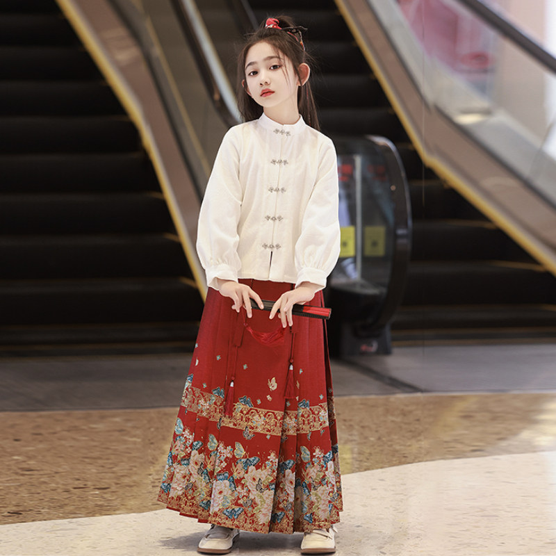 儿童马面裙女童2026新款春秋款套装亲子汉服古装国风明制春装古风