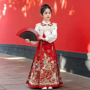 儿童汉服女童马面裙秋冬款套装2026新款古风唐装新中式国风明制