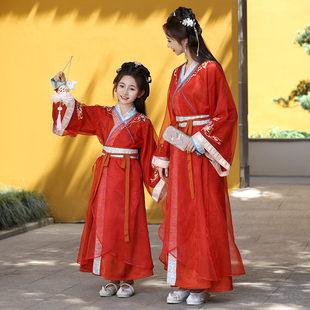 汉服女童战国袍亲子装春秋款2026新款儿童中国风套装古风古装秋冬