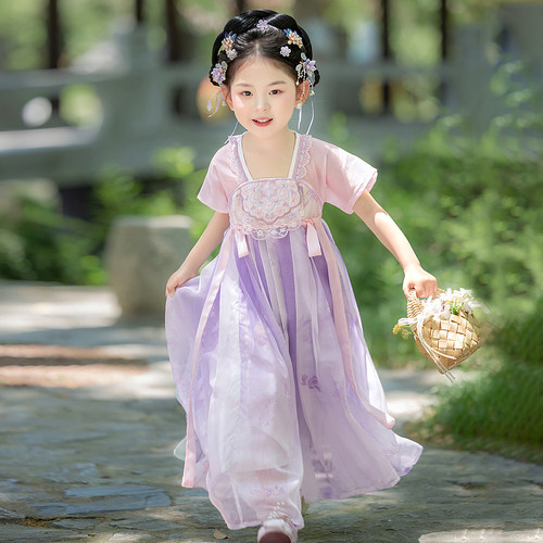 汉服女童夏薄款2026新款古风连衣裙夏季超仙儿童古装国风公主裙