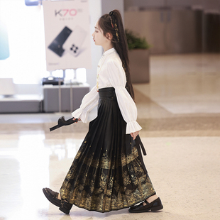 汉服女童马面裙春装明制套装2026新款国风新中式日常可穿古风儿童