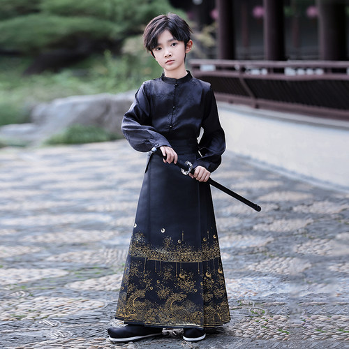 汉服男童马面裙套春秋款套装