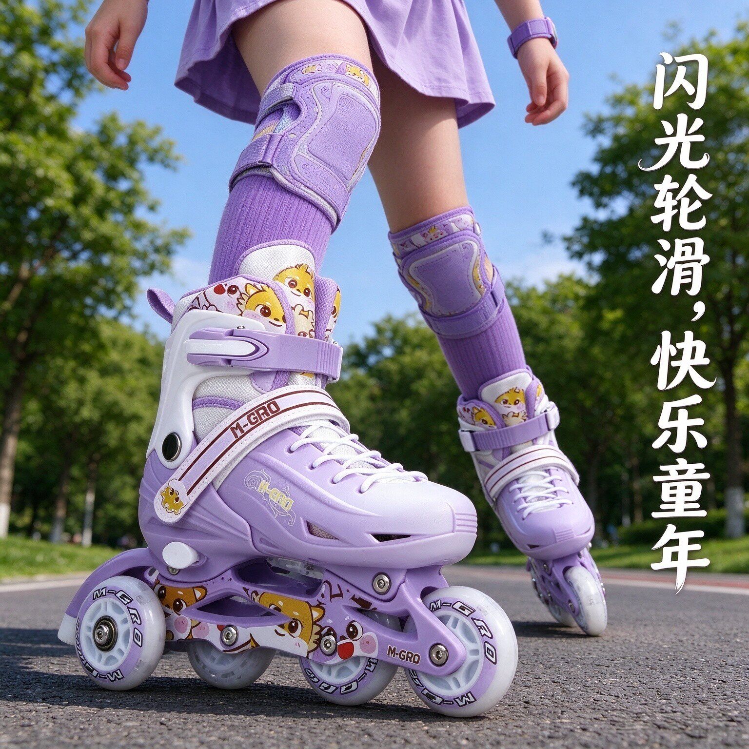宝宝轮滑鞋儿童女童溜冰鞋专业男童闪光滑轮鞋女孩单排滑冰旱冰鞋