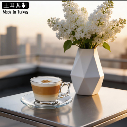 进口咖啡杯玻璃杯带碟子红茶杯