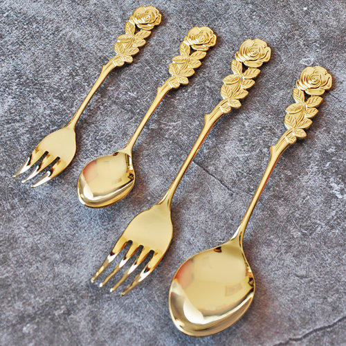 日本进口高桑金属创意玫瑰花勺子