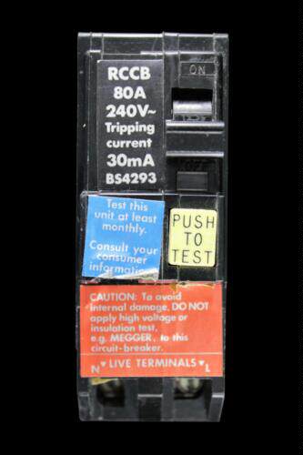 QO200RCDX30 SQUARE D 80 AMP 30mA DOUBLE POLE RCCB RCD QO200R