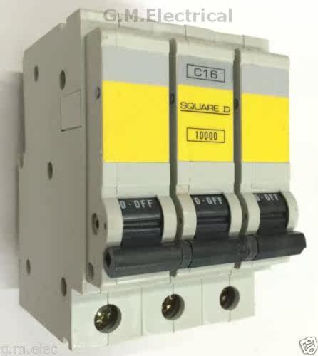 QO316EC10 SQUARE D QOE 16 AMP TYPE C 16A TRIPLE POLE / 3 PHA