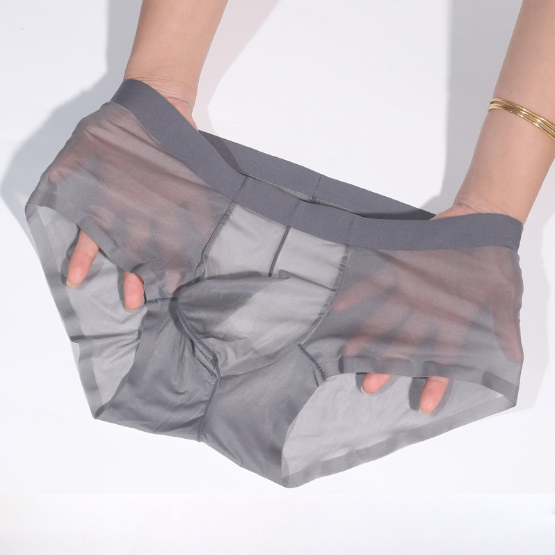 无痕仿桑蚕丝透气红色男士内裤