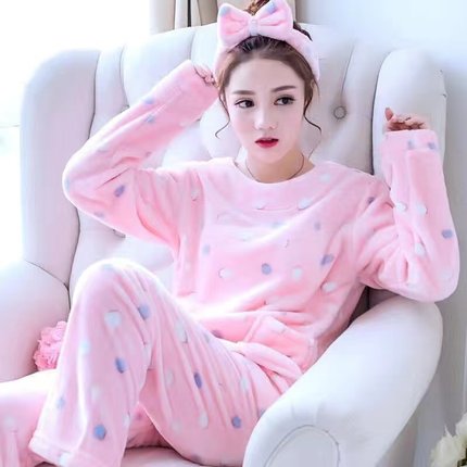 可外穿薄款法兰绒睡衣少女2024年秋冬季可爱兔子珊瑚绒家居服套装