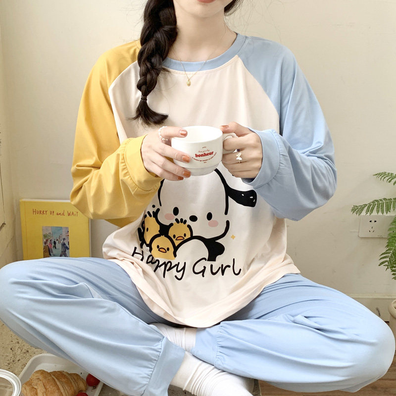 少女12睡衣13春秋款15卡通纯棉家居服18岁夏季长袖学生可爱套装女