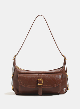 法式复古油蜡皮腋下包包女2026新款时尚小众单肩斜挎包高级感小包