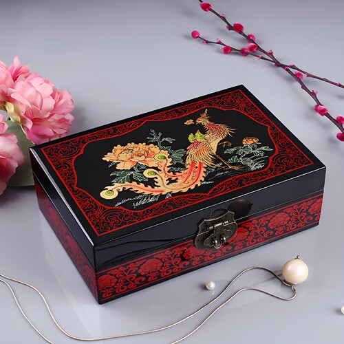 复古首饰盒古风漆器妆奁结婚礼物