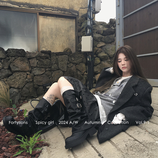 fortylions四十只狮 学院风休闲高腰波点百褶半身裙 miu系艺术生