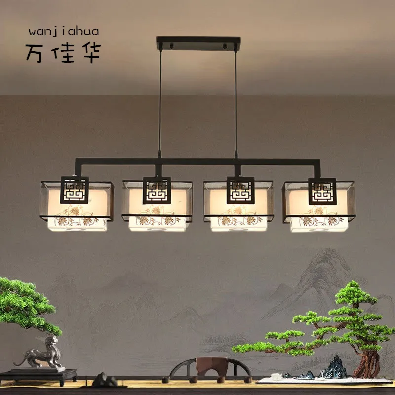 新中式餐厅吊灯中国风复古创意简约饭厅吧台书房酒店茶楼LED灯具,家装灯饰光源,智能吊灯,淘宝优惠券,粉丝福利购,淘宝优惠卷