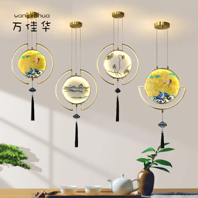 全铜新中式小吊灯卧室床头玄关吧台书房设计师创意珐琅彩餐厅灯具,家装灯饰光源,智能吊灯,淘宝优惠券,粉丝福利购,淘宝优惠卷