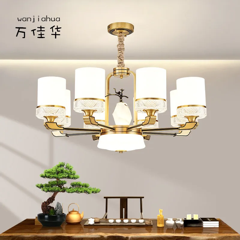 新中式吊灯全铜客厅灯现代简约中国风大气禅意卧室餐厅轻奢吊灯具,家装灯饰光源,智能吊灯,淘宝优惠券,粉丝福利购,淘宝优惠卷