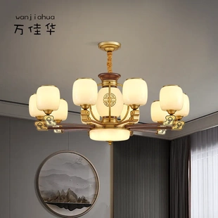 新中式吊灯2024新款祥云铁艺卧室吊灯复式楼大气客厅主灯吊灯