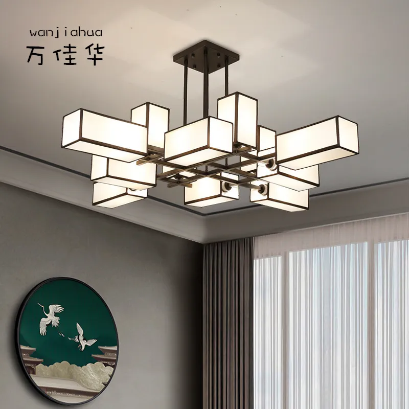 新中式吊灯客厅灯现代简约创意别墅大厅吊灯铁艺个性餐厅大堂灯具,家装灯饰光源,智能吊灯,淘宝优惠券,粉丝福利购,淘宝优惠卷