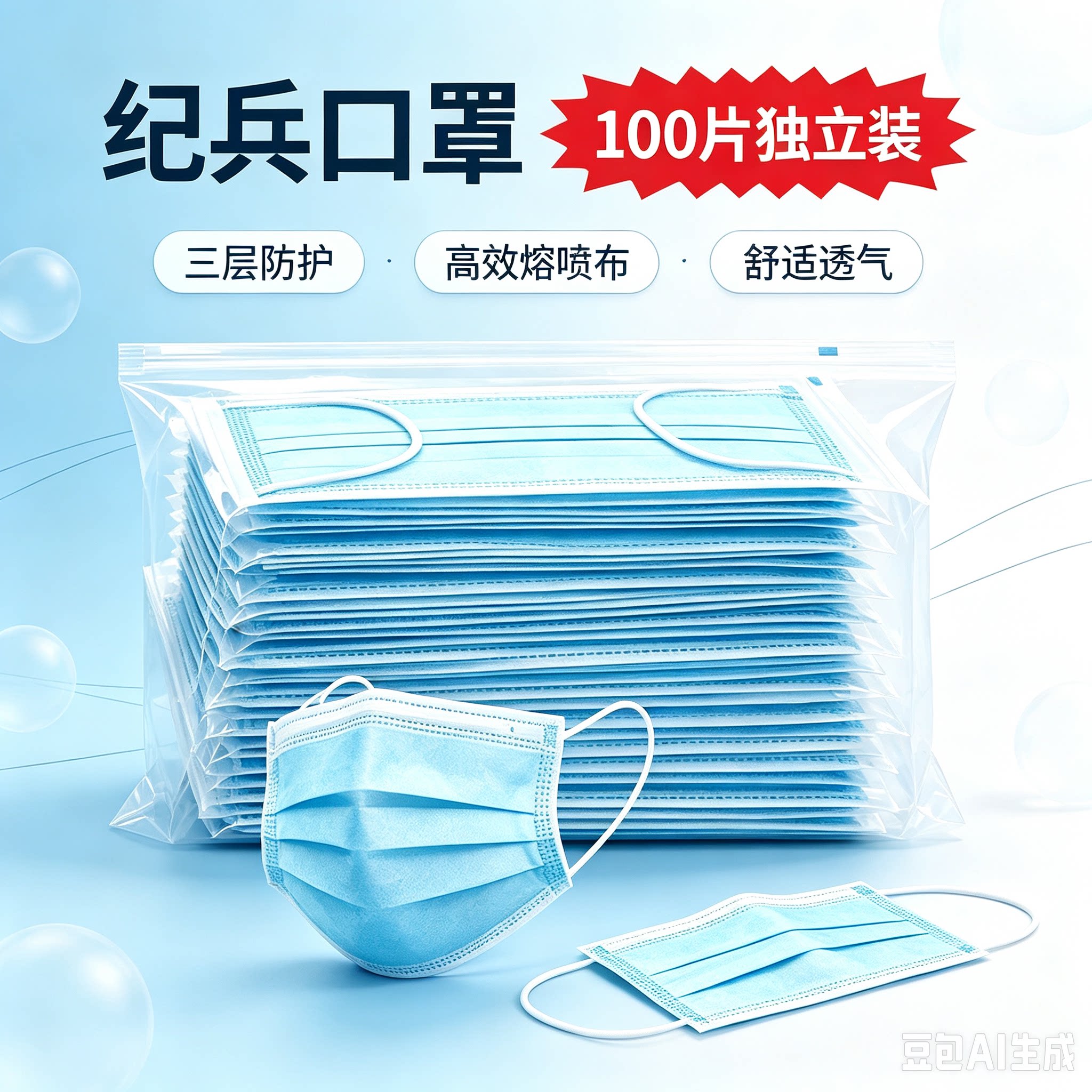 一次性口罩独立包装三层防护防尘防雾霾防飞沫防尘面罩