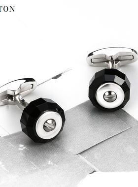 Cufflinks法式袖扣菱形玻璃切面设计男士商务休闲衬衣轻奢袖口钉