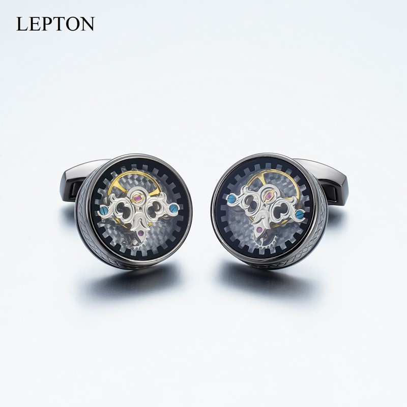 高档机芯袖扣可转动陀飞轮袖钉轻奢男士法式衬衫机械袖口扣送礼盒