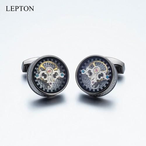 雕花陀飞轮男士袖扣黄铜金属外壳