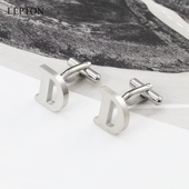 袖 衬衫 扣袖 男士 钉不锈钢袖 扣字母D黑色男士 商务cufflinks礼盒装