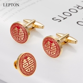 口扣男士 喜庆红囍双喜字袖 袖 衬衫 钉 扣胸针新郎伴郎婚礼服法式