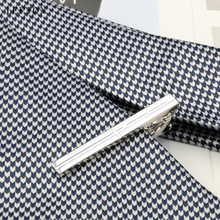 新款领带夹男士简约商务十字型银色商务职业正装领夹定制礼盒装