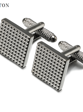 新品方形法式袖扣衬衫男士优雅格子商务cufflinks法式扣礼盒装