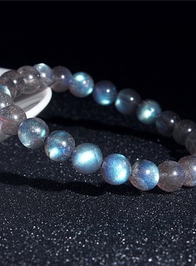 苗哥水晶 天然灰月光手链男女通用 珠光宝气百搭饰品礼物