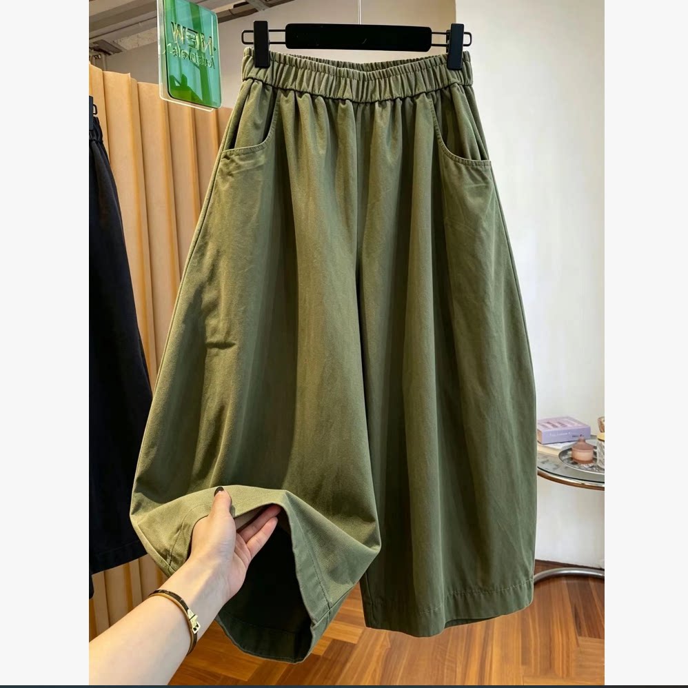 夏季凉感高腰显瘦工装九分裤女