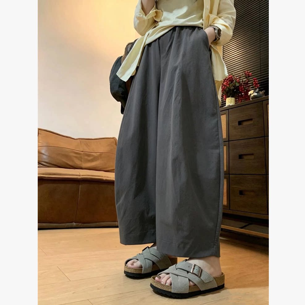 夏季薄款高腰大码显瘦阔腿裤女