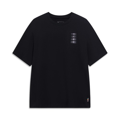 李宁短袖T恤男士2023夏季新款时来运转男子印花休闲文化衫AHST213