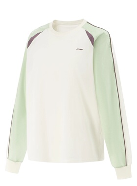 李宁2025夏季新款女子宽松圆领拼色插肩袖运动套头卫衣AAEV004