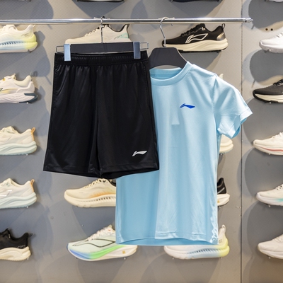 李宁儿童比赛套装2025夏季新款男大童速干凉爽短袖短裤YATV102