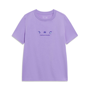 中国李宁短袖T恤女子2023夏季新款圆领运动时尚百搭文化衫AHST236