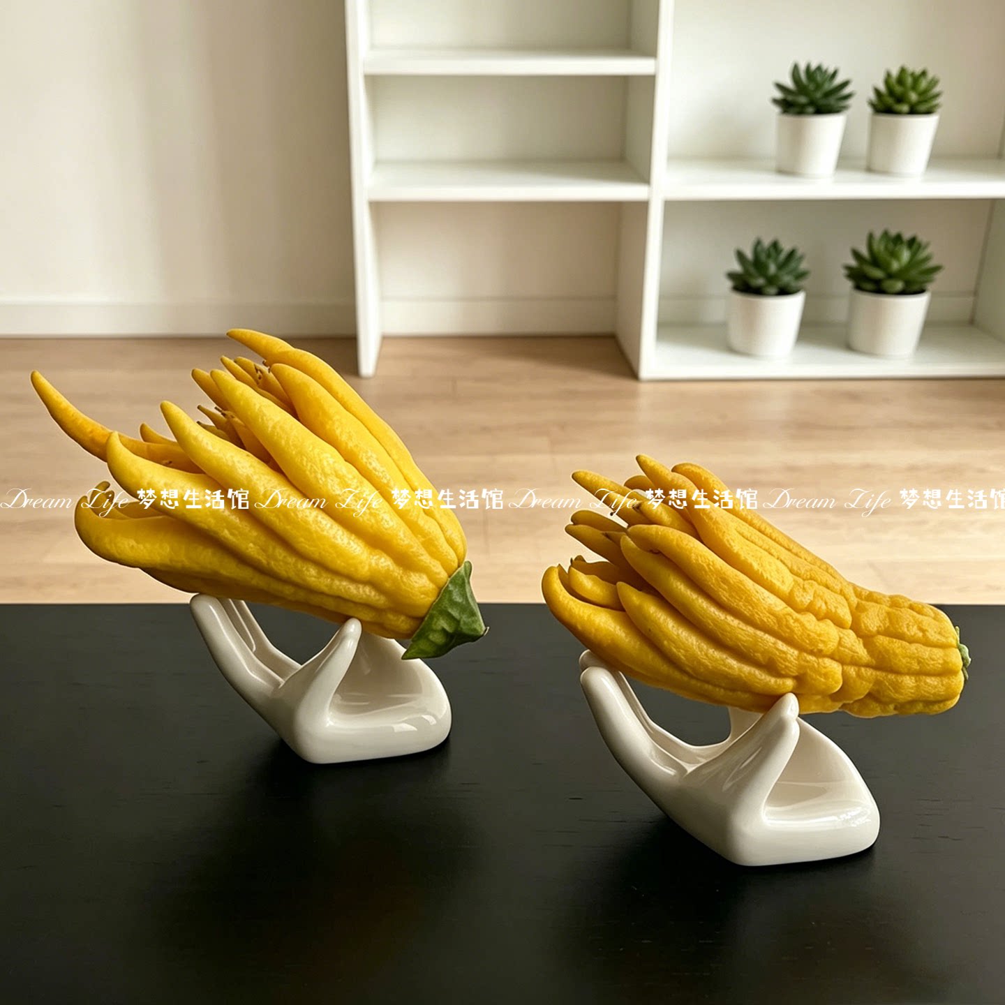 创意艺术陶瓷手托造型迷你佛手柑底座客厅桌面现代家居装饰摆件