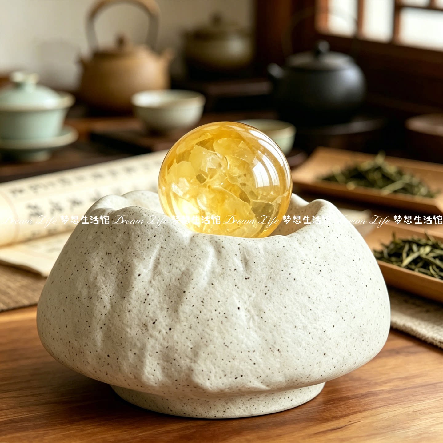 高颜值水晶球底座高级托盘现代简约装饰摆件桌面办公室招财摆放图片
