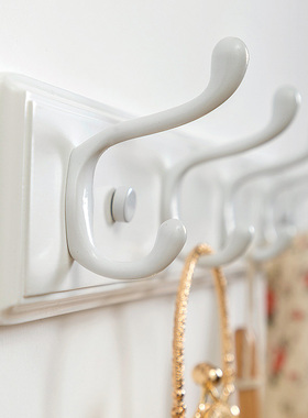 衣服墙上挂衣架挂钩长条墙壁挂入户门口衣帽钩木质木制白色挂衣钩